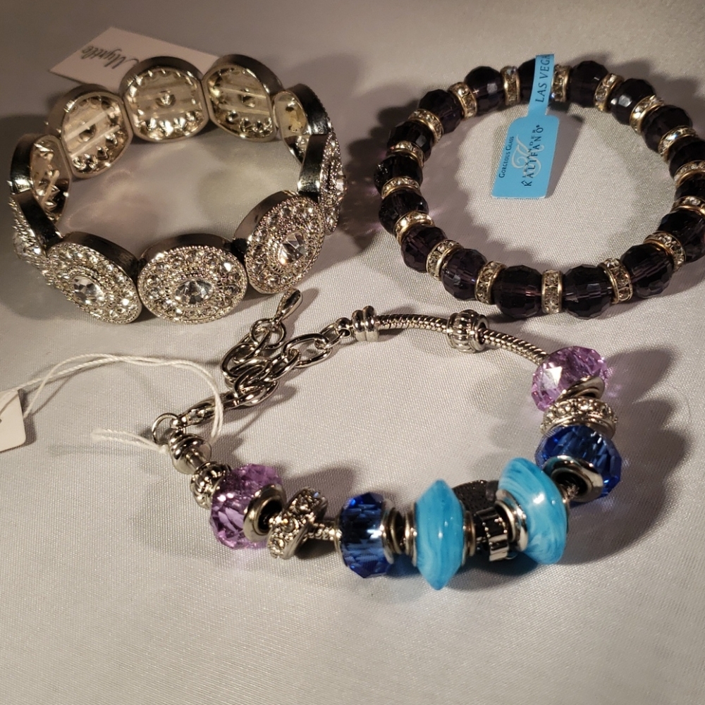 3 fashion jewelry bracelets.